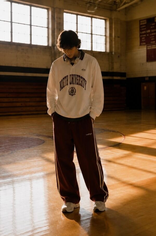 Maroon Varsity Stripe Track Pants
