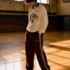 Maroon Varsity Stripe Track Pants