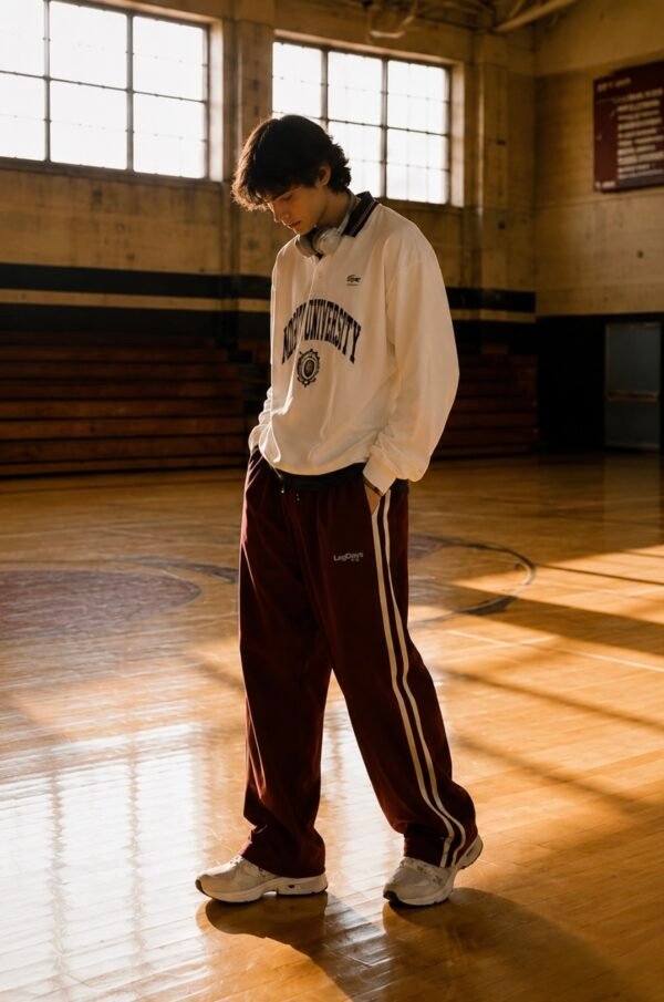 Maroon Varsity Stripe Track Pants