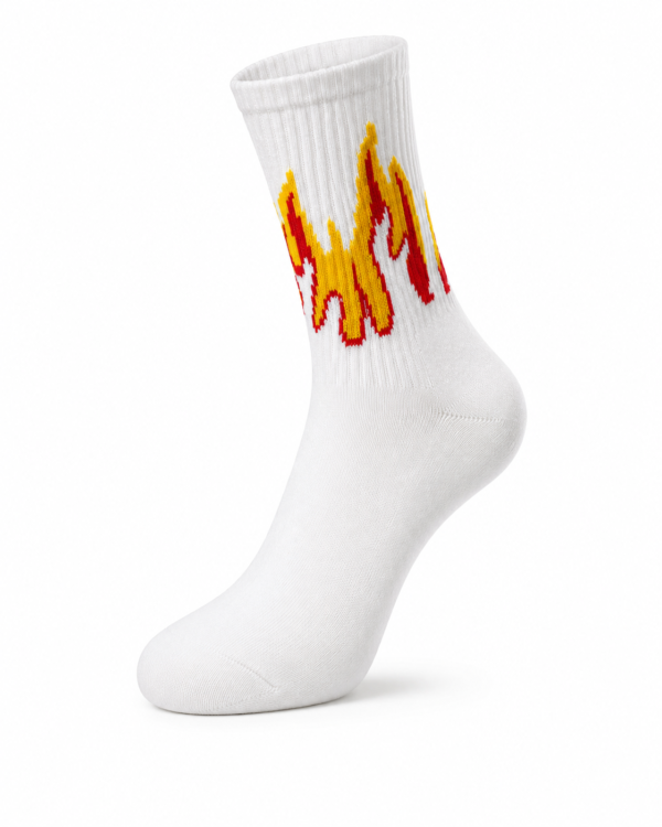 38C3895E-051E-413F-9453-219CB44B4DFD.png Wildfire Flame Socks – White & Red & Yellow | Special Edition