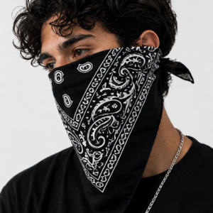 Obsidian Bandana – Premium Cotton Paisley Bandana (Black)